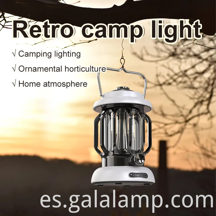 Linterna LED de inspiración vintage para acampar y seguridad al aire libre